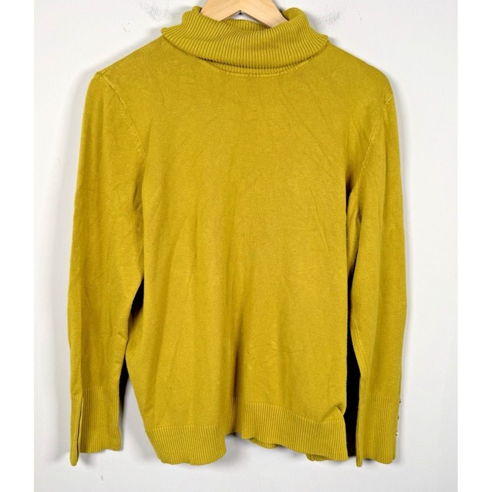 Vintage Joseph A Mustard Yellow Turtleneck Sweater XL‎ Boho Minimalist Retro